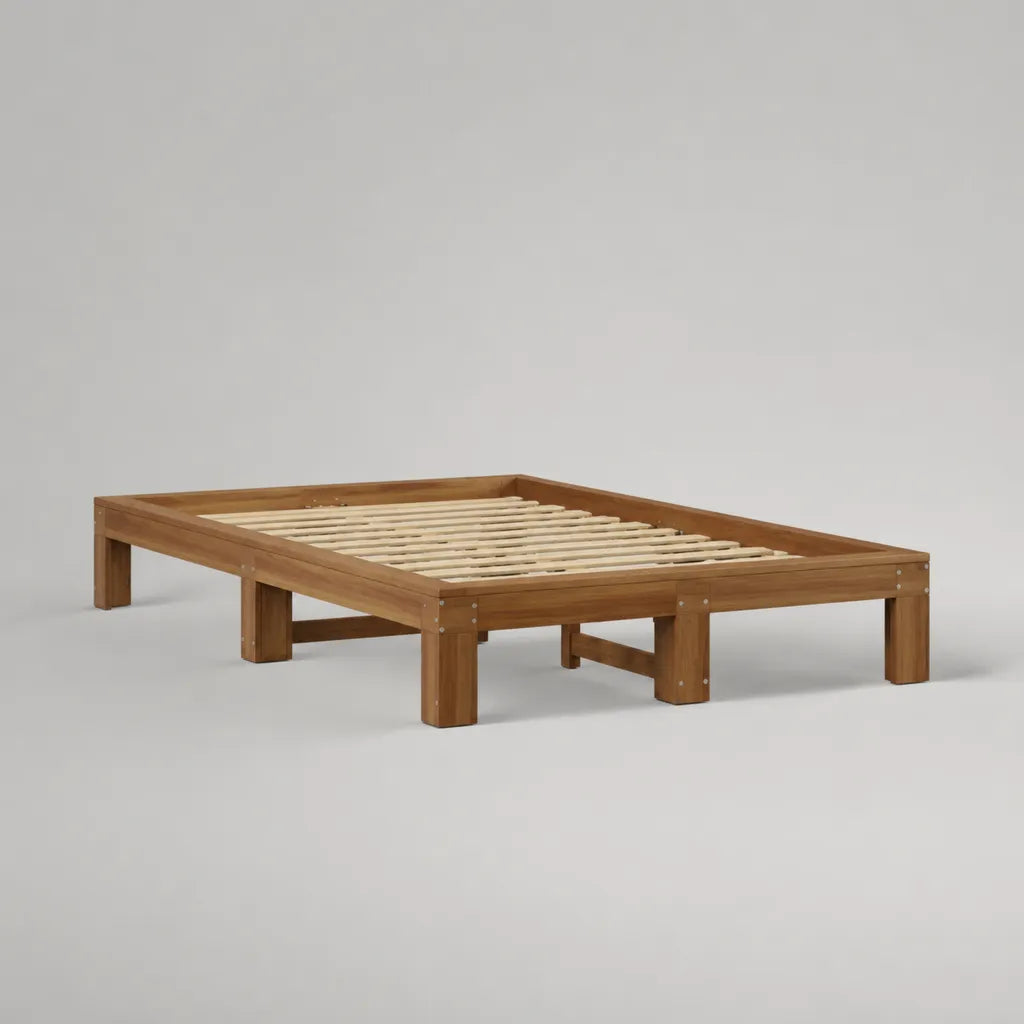 Massivholzbett Doppelbett mit Holzlattenrost, Braun/Natur, 208 × 168 × 35 cm, Liegefläche 160 × 200 cm