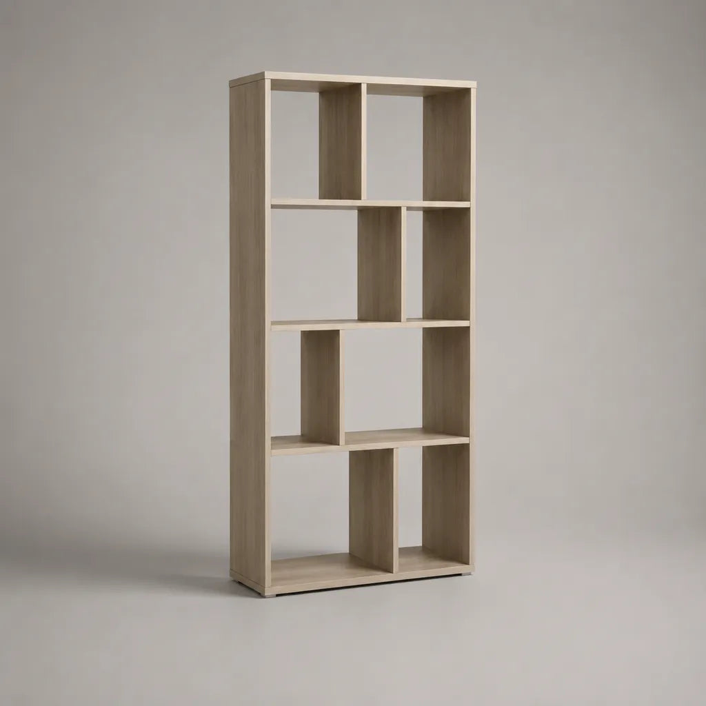 Bücherregal und Raumteiler aus melaminbeschichteter Spanplatte, Eiche hell, 80 × 25 × 180 cm