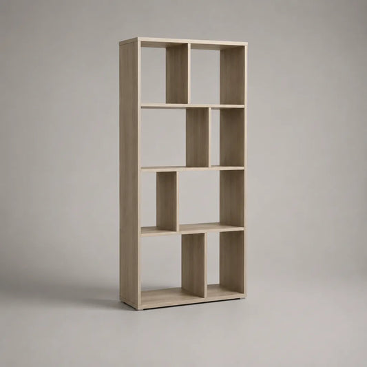 Bücherregal und Raumteiler aus melaminbeschichteter Spanplatte, Eiche hell, 80 × 25 × 180 cm