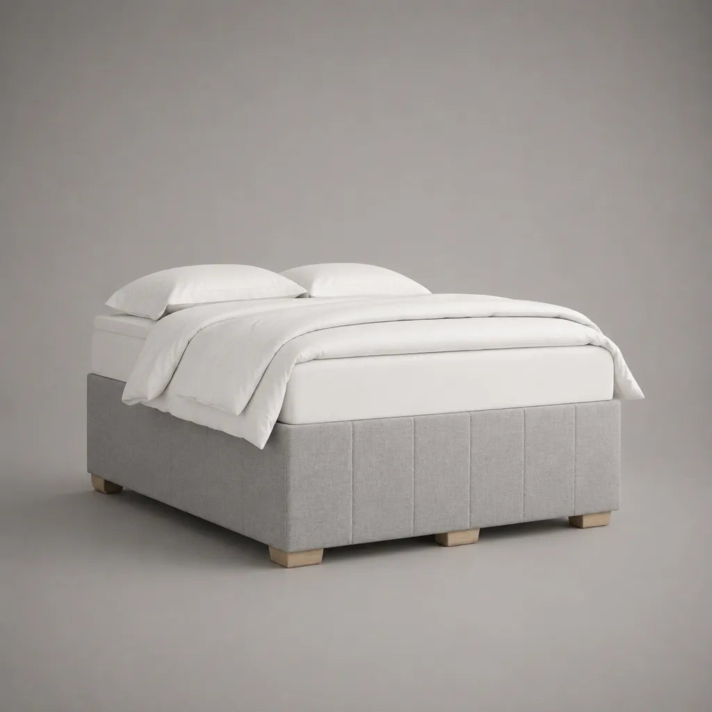 Boxspringbett-Set mit Federkernmatratze und Polyesterbezug, Hellgrau/Weiß, Liegefläche 160 x 200 cm