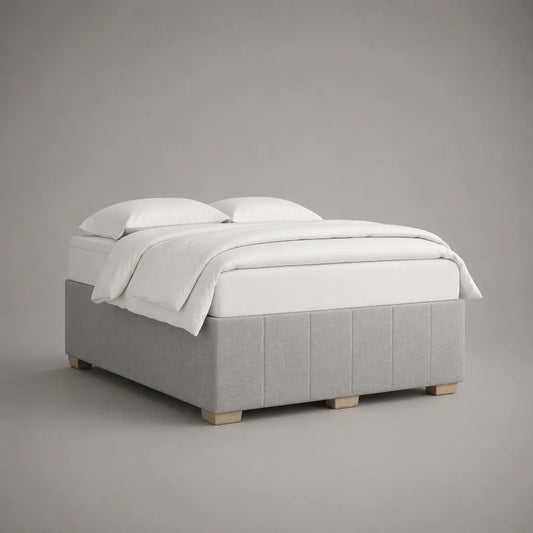 Boxspringbett-Set mit Federkernmatratze und Polyesterbezug, Hellgrau/Weiß, Liegefläche 160 x 200 cm