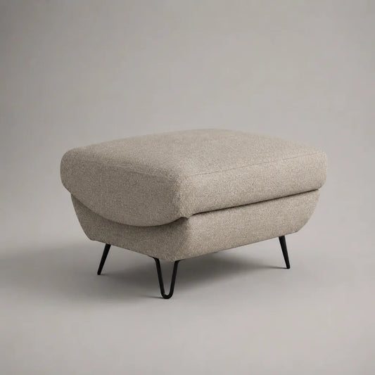 Rechteckiger Fußhocker aus Stoff mit Stahlbeinen, Beige/Schwarz, 80 × 60 × 45 cm