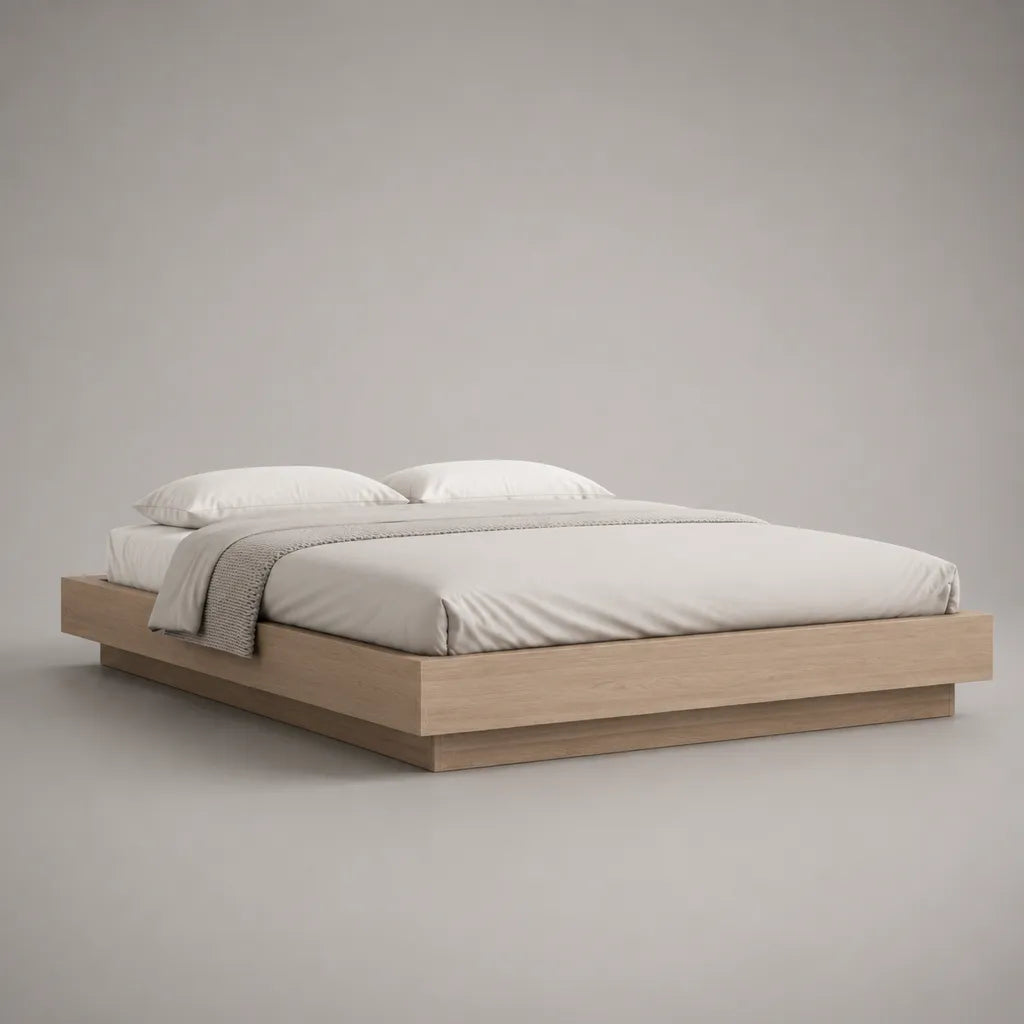 Doppelbett-Bettgestell 180 x 200 cm aus Spanplatte mit Eichedekor, 206 x 186 x 35 cm, Eiche Natur